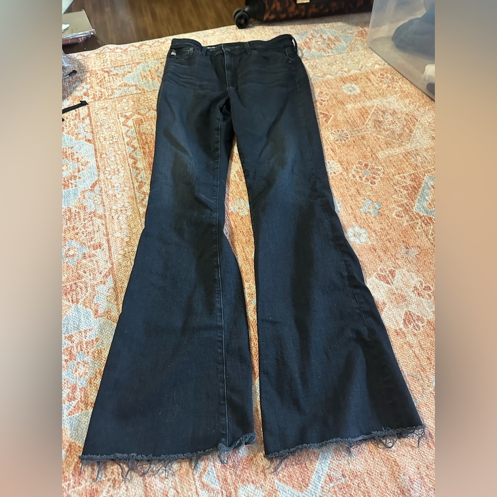 AG Adriano Goldschmied Farrah Boot high rise Jeans Raw Hem size 31 X 32 black - Picture 2 of 9